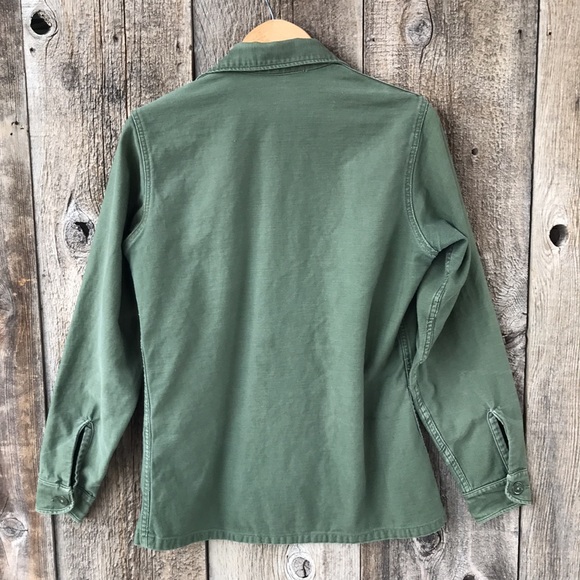 VTG 1965 Military Issue OD Green Men's Shirt 14 1/2x33 - Picture 6 of 8